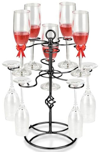 Support d'arbre à champagne pour 10 verres, arbre à cocktail noir, support à visser pour boissons, support en métal pour champagne, bar à boissons, fête, mariage, anniversaire