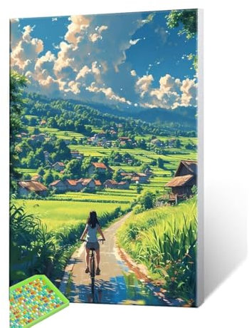 DIY Diamond Painting, Feld Mädchen Diamond Art Painting Kits for Adults, Kinder und Beginner Embroidery Pictures Arts Crafts for, Mosaikherstellung, Set for Wall Decoration Geschenk 80x110cm S-566