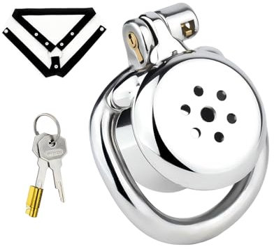 Metall Chastity Cage mit Unsichtbarem Schloss Umgekehrter Peniskäfig mit Urinschale und 7 Belüftungslöchern Keuschheitskäfig Herren Bondage Mann Penis Sexspielzeug Keuschheitsgürtel (45mm,Belt)