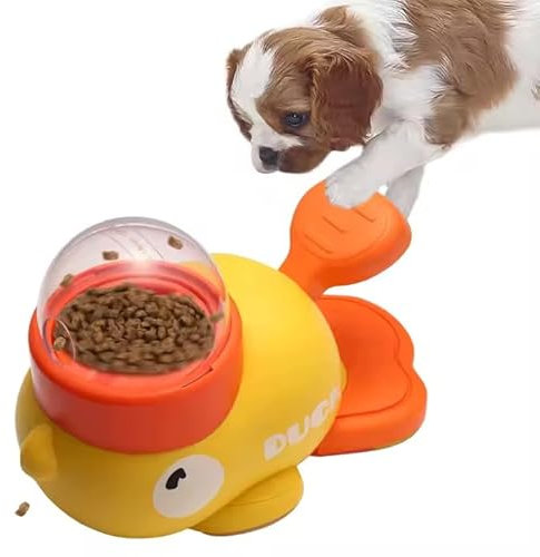 Petmotion - Mangeoire interactive en forme de canard jaune – Jouet à alimentation lente pour chiens et chats | Distributeur de friandises amusant pour petits animaux de compagnie | Durable et non