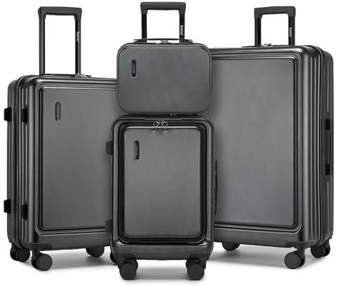 Kono Hartschale Koffer Reisekoffer ABS+PC Trolley Groß 98 Liter Handgepäck Koffer 77x49x29.5cm TSA-Schloß kabinenkoffer 4 Spinnerräder Rollkoffer & Teleskopgriff Suitcase(Grau)