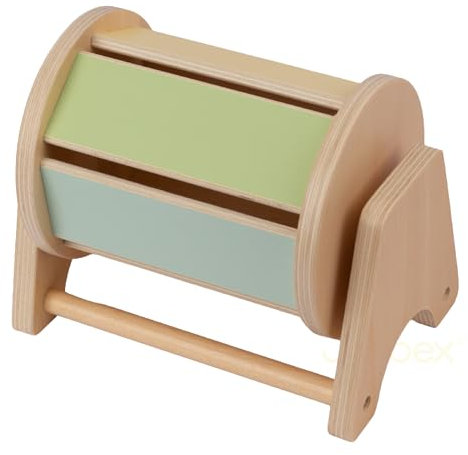 Joybex Montessori Holzspielzeug Baby, Montessori Spielzeug ab 6 Monate, Drehtrommel mit Glocke