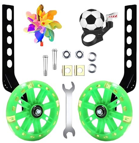 Stützräder, Stützräder Kinderfahrrad, Universal Fahrrad Stützräder für Kinder,Stützräder für Erwachsene, Stützräder Sicherheitsstützräder, für 12 14 16 18 20 Zoll Single Speed Bike（grüne Farbe）