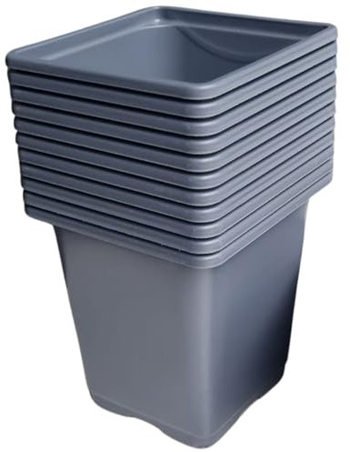 9cm Black Square Plastic Pots (Pack of 50) – Ideal for Plants, Perennials, and Herbs (Grey Pack of 50)