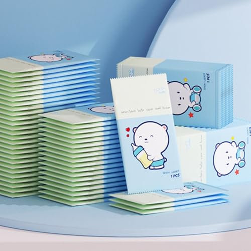 50Pcs Luxury Individually Wrapped Disposable Wet Wipes Moist Toilet Paper, Travel Size Sensitive Skin Gentle Wet Wipes Ideal for Busy Lifestyles, Home, Office, Outdoors, Daily Use