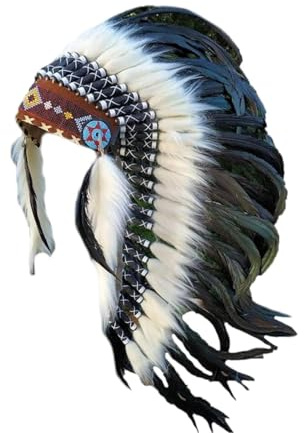 Harilla Kopfschmuck Indianer mit Federn, handgefertigter traditioneller Indianer-Stirnband-Federkopfschmuck, Festival-Haarschmuck für Erwachsene für Halloween, Karneval, Fasching, Mottoparty, Stil b