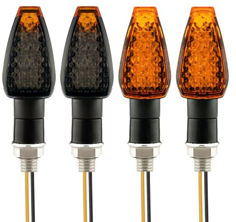 Ksywydu 4 Stück Motorrad Blinker Licht, Motorrad Blinkerleuchten mit 14 E-Geprüft IP68 Wasserdicht Mini Blinker Blinklichter Lauflicht Amber Universal Blinkerleuchten für Roller Quad Cruiser Offroad