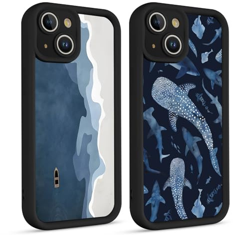 Coiwxmoi 2 Stück Handyhülle für iPhone 13 Hülle Winter, Walhai Aesthetic Mode Muster Design Mädchen Frauen Schutzhülle, Silikon Cover Erhöhte Displayränder Case für iPhone13 6,1, Ästhetik