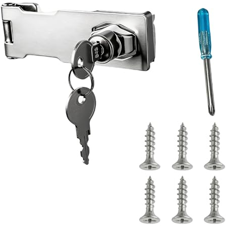 Flomiara Schrank Schloss, Überfalle Abschließbar mit Schlüsseln, Rostfreie Stähle Hasp Lock Vorhängeschloss Torriegel, Möbelschloss mit Schlüssel Schloss Vorrichtung(61mm-2.5in-Silber)