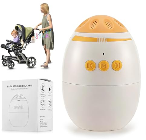 Eirolace Wiederaufladbar Kinderwagenschaukler, Baby Einschlafhilfe mit 45-Min Timer und Stufenlos Einstellbare Schaukelintensitäten, Tragbare Schlafhilfe für Babys, Universell für Kinderwagen & Buggy