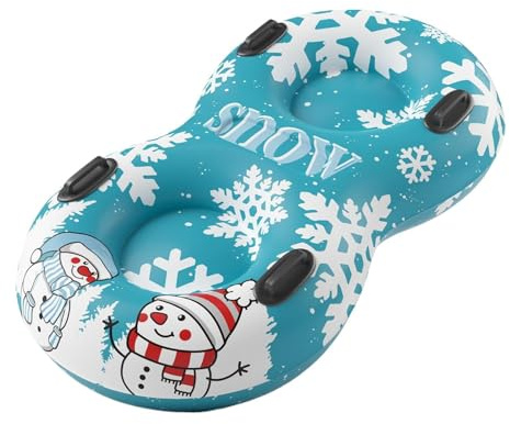 Aufblasbarer Schneeschlitten Für 2 Personen, 168x97x30cm PVC Doppel Schneereifen Mit Griffen Und Rückenlehne, Winter Snow Tube Schlitten, Schneeschlauch Rodelreifen, Schneerohre Für Familien