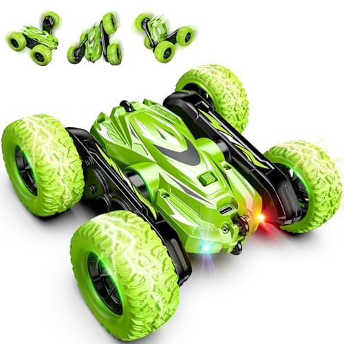 HappyGoLucky 360° Flips Remote Control Cars, Rechargeable RC Car Garden Games Outdoor Toys for 3-12 Year Old Boys Girls, 4WD Kids Boys Toys age 3-10 Birthday Presents 3-11 Year Old Boy Gifts