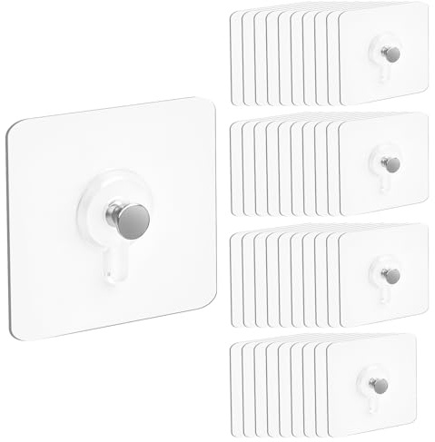40Pcs Self Adhesive Hooks, 5kg Load Capacity Picture Hooks No Drilling | No Nails Picture Hanging for Bathroom, Living Room, Kitchen