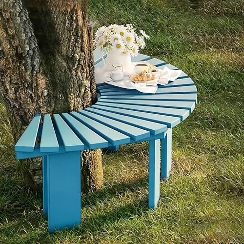 CUXAHO Baumbank Halbrund Holz Wetterfeste Gartenbank Rundbank Gartenmöbel Bänke– Erweiterbar zum 360° Baumring(Blauw,Half-Round)