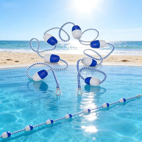 MARIYCH Barriera Galleggiante per Piscina, Corda di separazione Regolabile e Facile da installare, per Piscine Interne ed Esterne, profondità di separazione 9 Metri