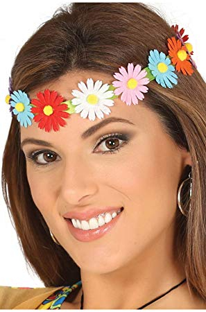 Guirca - Hippie Kopfband mit Blumen, mehrfarbig, 17391