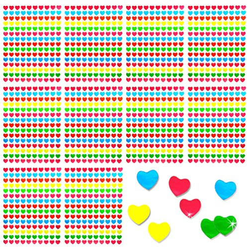 Oblique Unique® 1500 Herz Sticker Selbstklebend I Bunt I Glänzende Oberfläche I Scrapbooking Dekoration Basteln