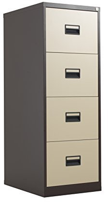 Office Hippo Heavy Duty Steel Filing Cabinet, 4 Drawer Filing Cabinet, Fully Welded Construction with 40kg Drawer Tolerance, Lockable Office Storage, 7 Year Guarantee, Coffee Cream