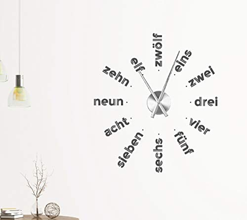 gr-pkm278 B58xH65cm Wanduhr Wandtattoo Küche Küchenuhr Wandsticker wohnzimmer modern Wandtattoo Uhr mit Uhrwerk, Größe: Ohne Uhrwerk