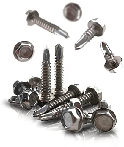 PROTECH 300 Stück Bohrschrauben 5,5x19 DIN 7504 mit Sechskantkopf und Bund Form K Edelstahl A2 V2A Rostfrei Schnellbauschrauben