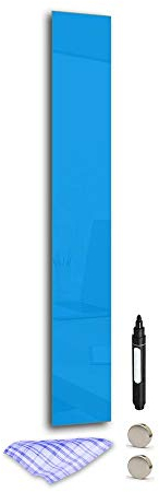 DekoGlas Magnettafel 'Blau' aus Glas 100x14cm, Memoboard inkl. Stift, Tuch & Magnet, Metall-Pinnwand für Küche & Büro