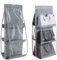 INHEMI Handtaschen Organizer Hängend , Handtaschen Hängeorganizer Aufbewahrung mit 6 Taschen,Handtasche Aufbewahren,Vliesstoff, Transparentes Fenster, Aufbewahrungstasche, Hängeorganizer - Grau