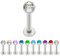 Treuheld® | Silberne LABRET PIERCING mit KRISTALL aus Stahl - [31.] 1.0 x 6 mm (Kugel: 3mm) - klar/durchsichtig