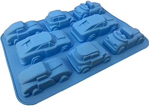 MKNZOME Moules en Silicone, 8 cavité 3D moules à Chocolat en Forme de Voiture Plateau à Muffins Moule à Savon Cuisson ustensiles de Cuisson Moule pour Savon Bonbon Chocolat Cupcake gelée Pudding