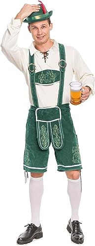 Spooktacular Creations Men’s German Bavarian Oktoberfest Costume Set Fancy Dress for Halloween Dress Up Party and Beer Festival, Medium.