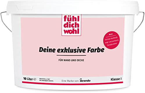 derendo Fühl Dich Wohl Deine Farbe rosa, matte Wandfarbe rosa, hohe Deckkraft, verschiedene Rosafarbtöne zur Auswahl (10L, Flamingo)