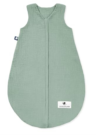 Julius Zöllner Sommerschlafsack Musselin 0,5 TOG Gr. 80/86 | 100% Baumwollmusselin | Oeko-TEX Standard 100 | grün