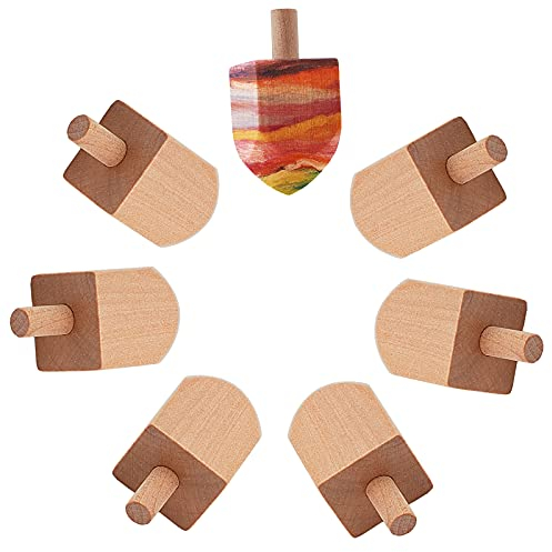 GORGECRAFT 15 STÜCK Unfertiges Holzspielzeug Blank Dreidel Holz Bereit Zum Dekorieren, Perfekt Für Chanukka-Partys
