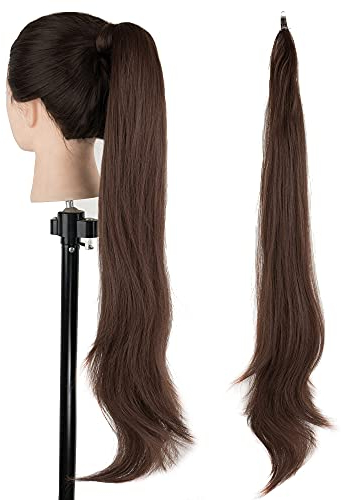IMISSU Haarverlängerung Pferdeschwanz Flexibles Haar Pferdeschwänze Haarteile Synthetische Perücke (Burgund)