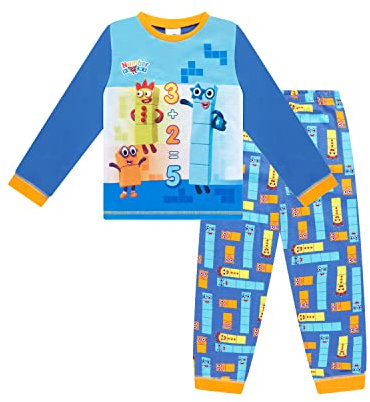 Numberblocks Boys Pyjamas Pjs Set Ages 3 to 8 Years Old (6-7 Years) Blue