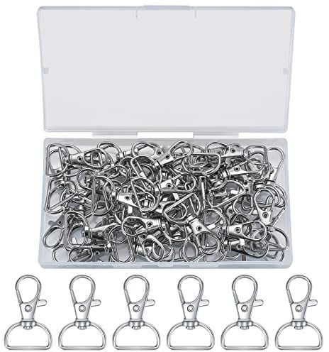 50 Stück Schlüsselanhänger, D Ringen, Schlüsselring Karabinerhaken Spaltringe, Schlüsselring Karabiner Drehverschluss für DIY Hänge Schmuckherstellung