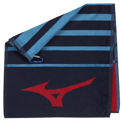 Mizuno RB Tour Cotton Large Carabiner Clip Golf Towel 20 x 40 Navy/Red
