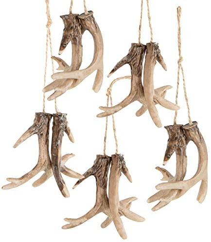 Logbuch-Verlag 5 x 2 Geweih Anhänger 8 cm Weihnachten Deko Weihnachtsanhänger Baumschmuck - künstliches Hirschgeweih