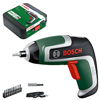 Bosch IXO - Avvitatore a batteria compatto (7a generazione, 3,6 V/2,0 Ah, 5,5 Nm, set con adattatore ad angolo per avvitare e adattatore per avvitare, cavo micro USB, valigetta)