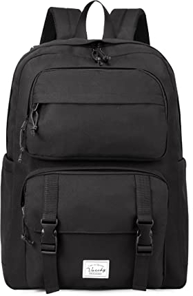 VASCHY School Backpack, Large Fashion School Bag for Men&Women Casual Rucksack BookBag for College/Work/Travel Black