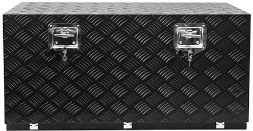 CHEINAUTO 36 Inch Heavy Duty Aluminum Tool Box - Waterproof Square Truck Storage Organizer Chest for Pickup Truck Bed, RV Trailer - T-Handle Lock and Keys Included