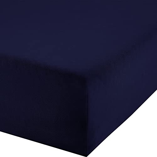Erwin Müller Boxspringbett-Spannbettlaken Freising Elasthan-Jersey-Stretch - Marine Größe 180x200 cm - 200x220 cm - dehnbar, antipilling, bügelfrei, Rundumgummi