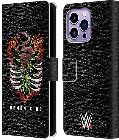 Head Case Designs Officially Licensed WWE Demon King Finn Balor Leather Wallet Case Compatible With Apple iPhone 14 Pro Max