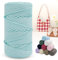LEREATI Polyester Garn 150m Makramee Garn 4mm Geflochten Polyester-Seil Farbig Häkelgarn, Polyester Macrame Cord 4mm für Häkeltasche Umhängetasche Handtasche Geschenk Strickwaren (Hellblau)
