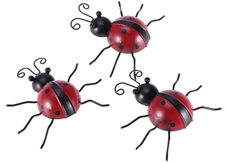 BESPORTBLE 3stücke Teiliges Eisen Marienkäfer Wanddeko Wetterfeste Metallkunst Für Innen Und Außen Bunte Garten Hausdekoration Handgefertigt Rostschutz