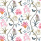 Papier Peint Adhesif Oiseau et Fleur Rose,44.5 x 400cm Papier Peint Adhesif Floral Feuille Bleu Papier Peint Oiseaux Papillon Noir Papier Peint Botanique Papier Peint Adhesif pour Meuble Chambre,Salon