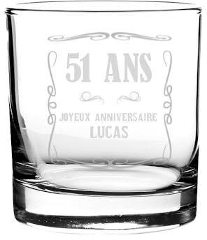 CADEAUX.COM - Verre à Whisky personnalisable pour Homme de 51 ans - Message Personnalisable - Verre Personnalisé - Cadeau Anniversaire - Cadeau Homme