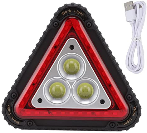 COB Flutlicht Dreieck Warnleuchte wiederaufladbar LED Arbeitsleuchte mit rotem Blitzlicht IP65 wasserdicht für Auto Pannen Notfall Camping Werkstatt