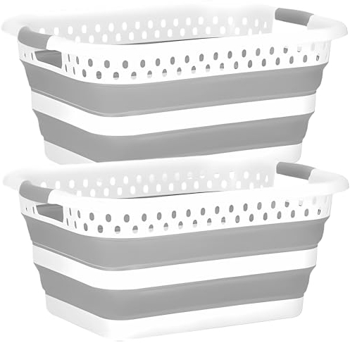 König Design 2er Set Wäschekorb faltbar - 36 Liter & Universelle Nutzung I Zusammenklappbarer faltbarer Wäschekorb faltbare Wäschekörbe I Laundry Baskets Wäschewanne - Mehrzweck-Wäschebehälter