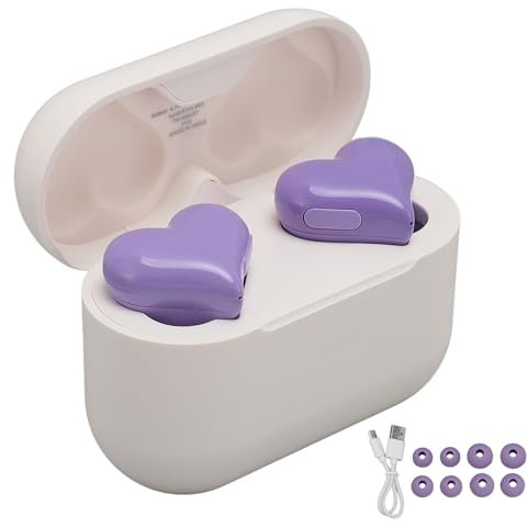 Annadue Casque Bluetooth sans Fil avec étui de Chargement, écouteurs Bluetooth 5.3 étanches, Microphone intégré en Forme de Cœur avec qualité Sonore Stéréo HiFi. (Purple)