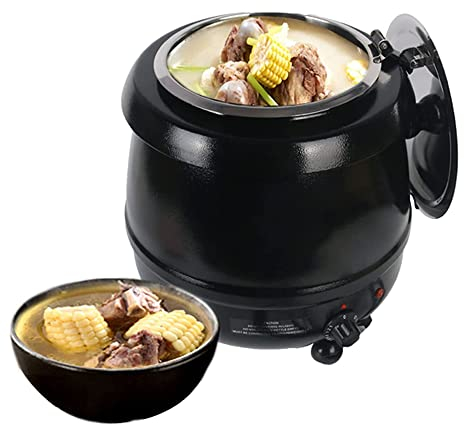 10L Insulated Porridge Barrel Soup Pot, Thermal Insulation Function, Slow Cooker, Steam Pot, Stainless Steel Pot, Used in The Cafeteria(Black)
